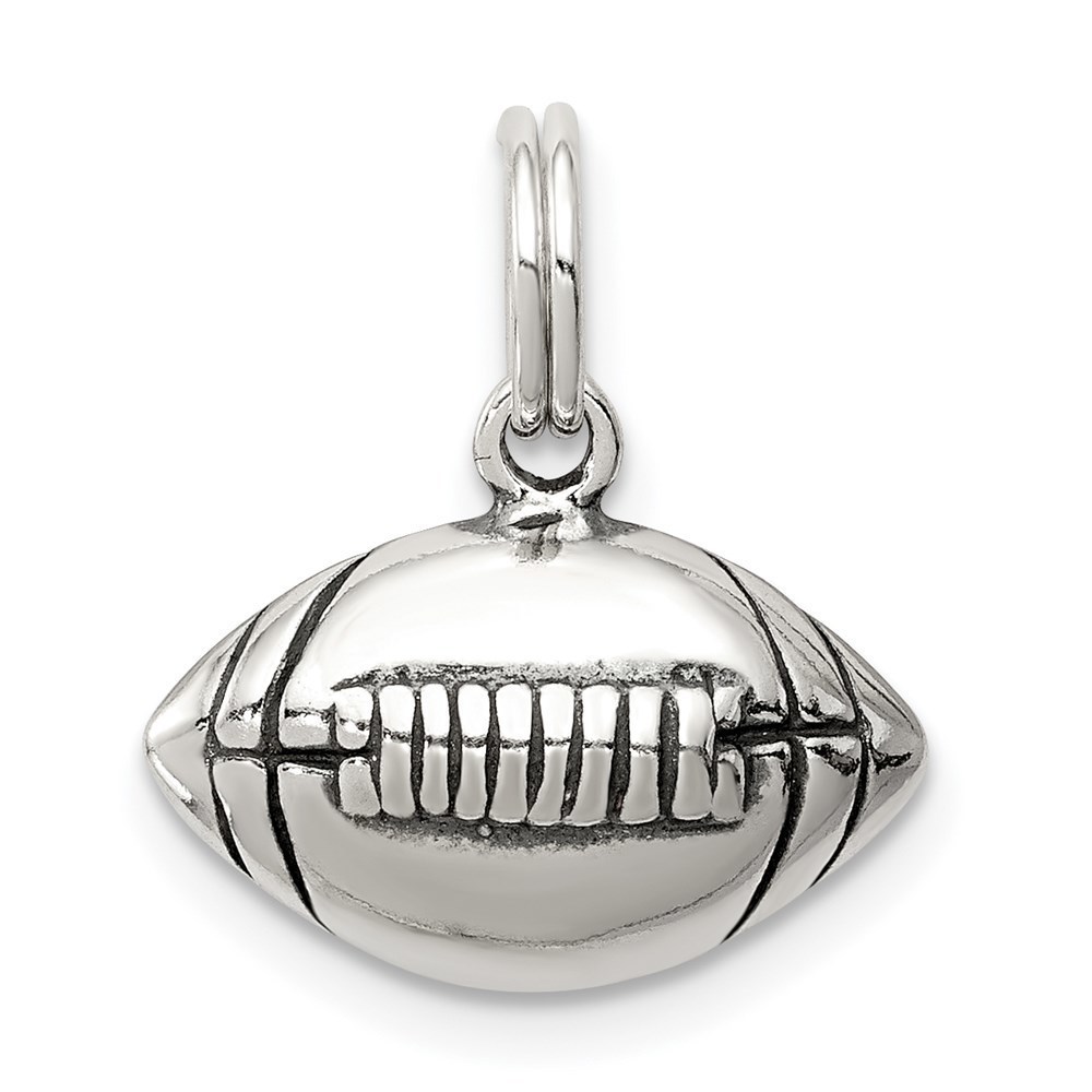 925 Sterling Silver Sports Theme Unisex Antiqued Football Charm Pendant